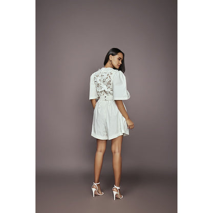 Deepika Arora Cotton Playsuit - White (Set of 2)