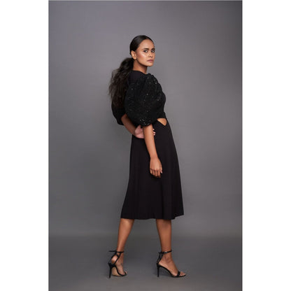 Deepika Arora V Neck Midi Dress - Black (Set of 2)