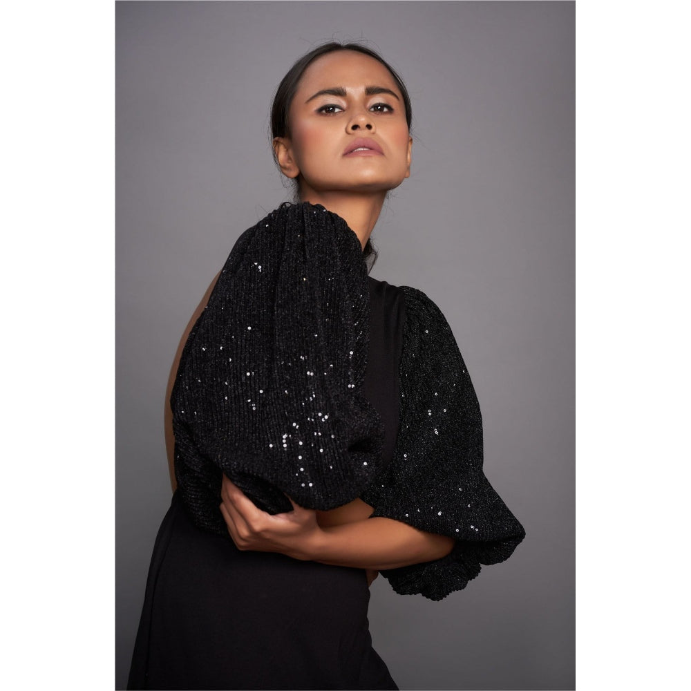 Deepika Arora V Neck Midi Dress - Black