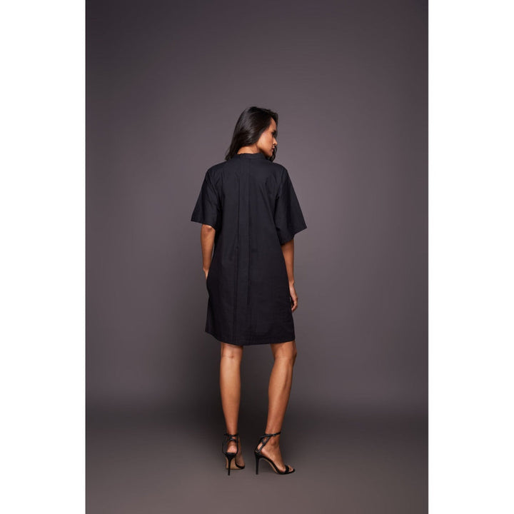 Deepika Arora Black Shirt Mini Dress with Sequin Patch Work