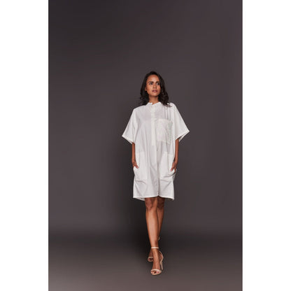 Deepika Arora White Shirt Sequined Mini Dress