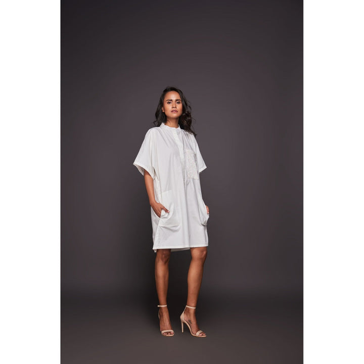 Deepika Arora White Shirt Sequined Mini Dress