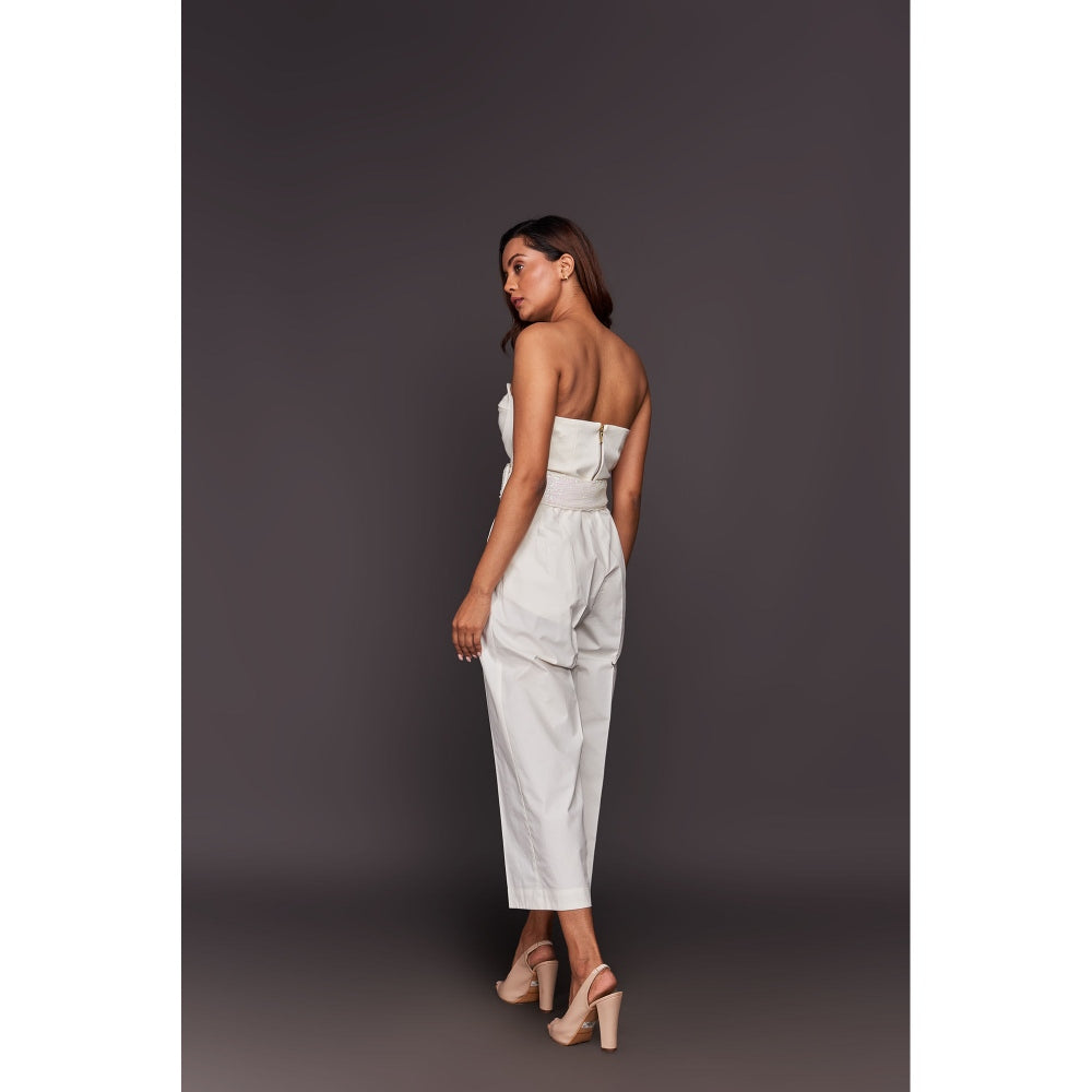Deepika Arora White Corset Top with Co-Ord Pant (Set of 3)