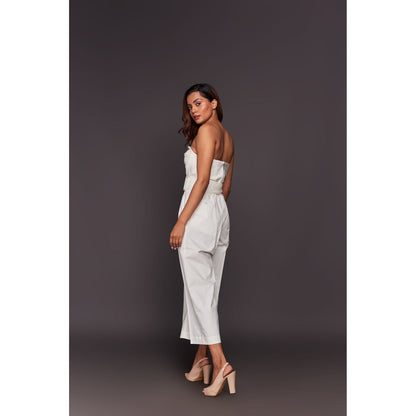 Deepika Arora White Corset Top with Co-Ord Pant (Set of 3)