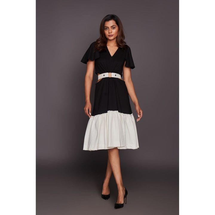 Deepika Arora Black Side Cut-Out Midi Dress (Set of 2)