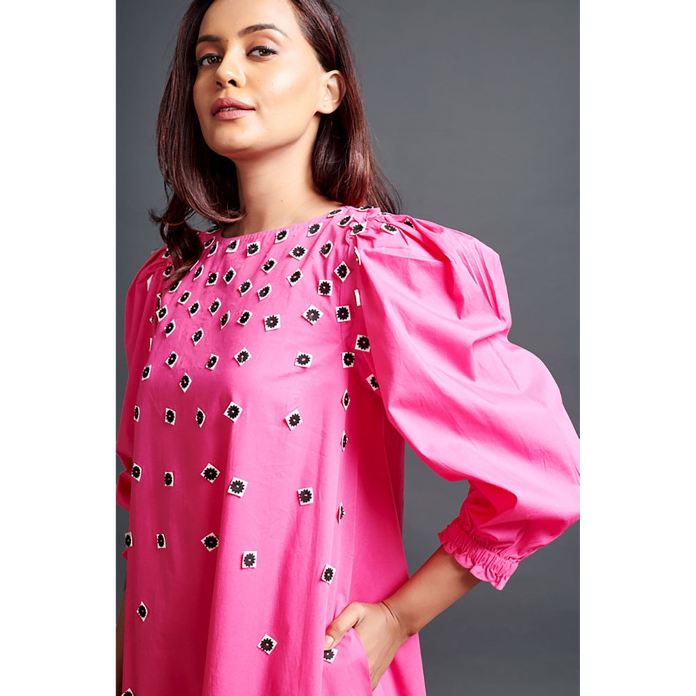 Deepika Arora Pink Long Gathered Hem Midi Dress