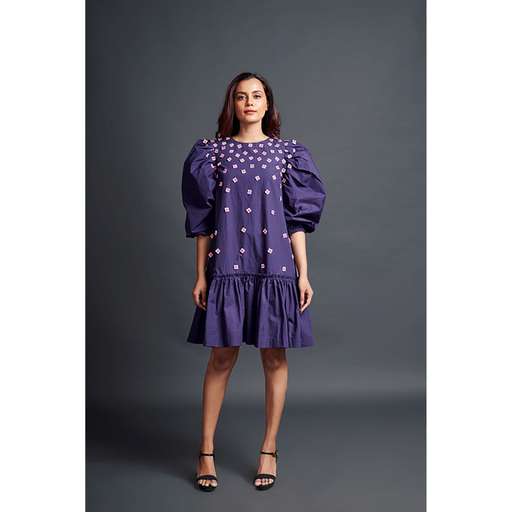 Deepika Arora Purple Short Backless Gathered Hem Mini Dress