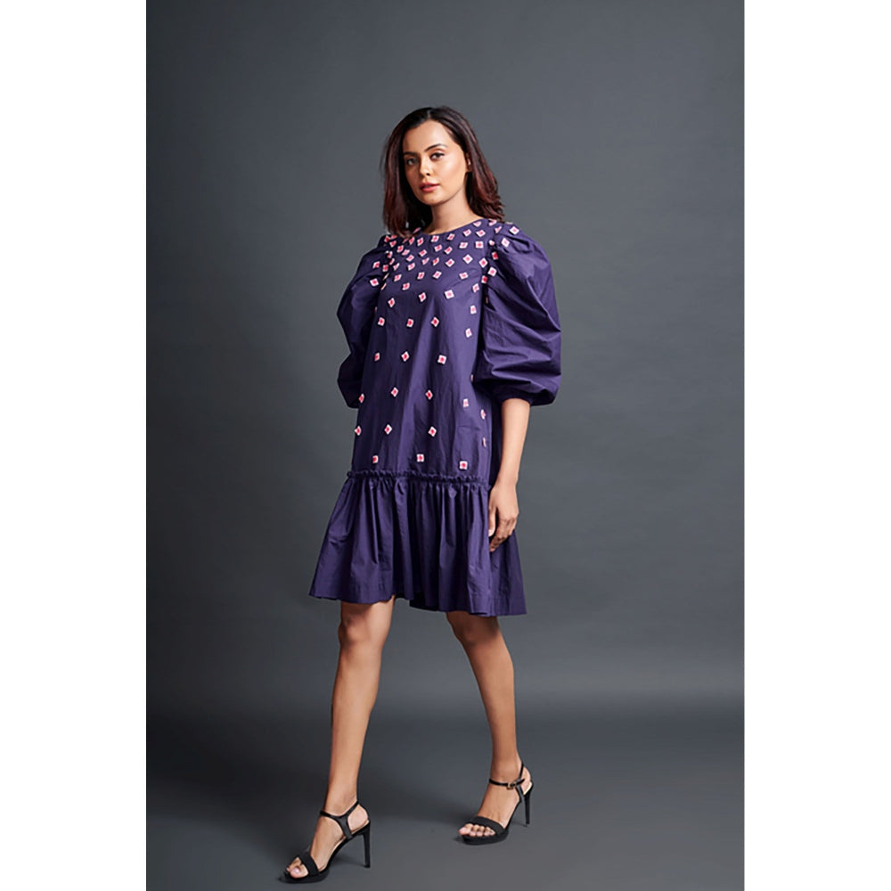 Deepika Arora Purple Short Backless Gathered Hem Mini Dress