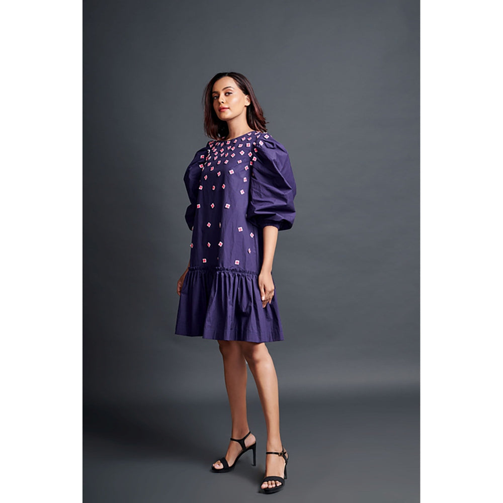 Deepika Arora Purple Short Backless Gathered Hem Mini Dress