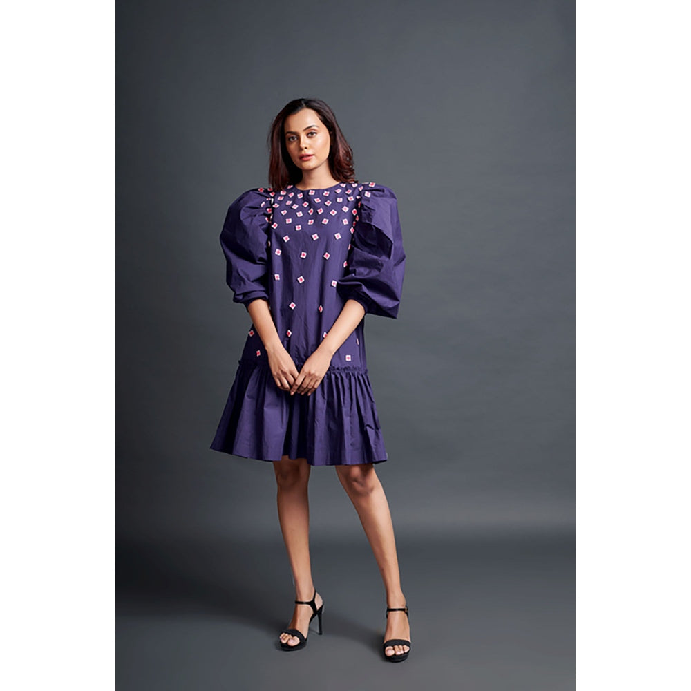 Deepika Arora Purple Short Backless Gathered Hem Mini Dress