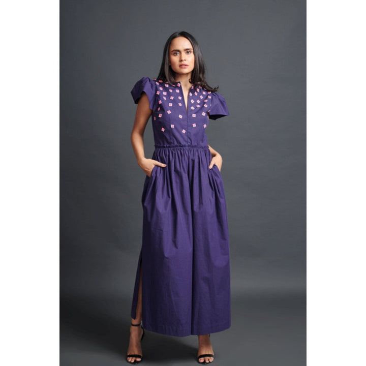 Deepika Arora Backless Embroidered Jumpsuit Purple