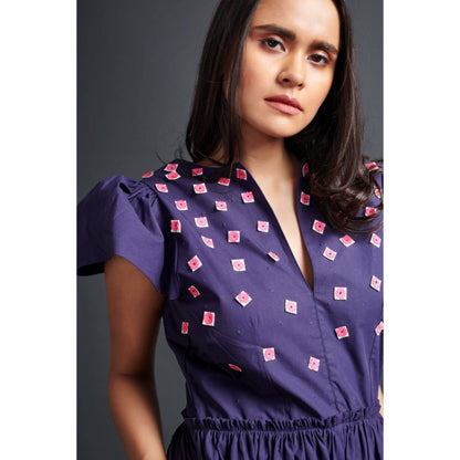 Deepika Arora Backless Embroidered Jumpsuit Purple