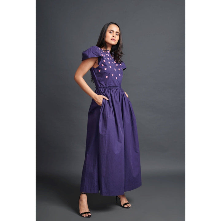 Deepika Arora Backless Embroidered Jumpsuit Purple