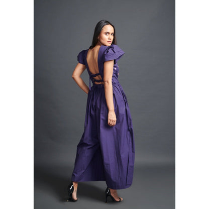 Deepika Arora Backless Embroidered Jumpsuit Purple