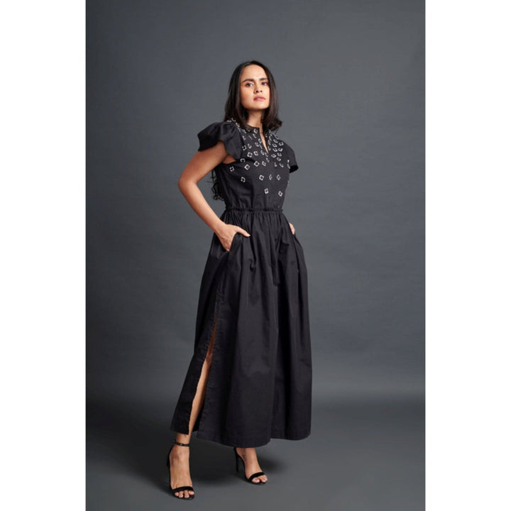 Deepika Arora Backless Embroidered Jumpsuit Black