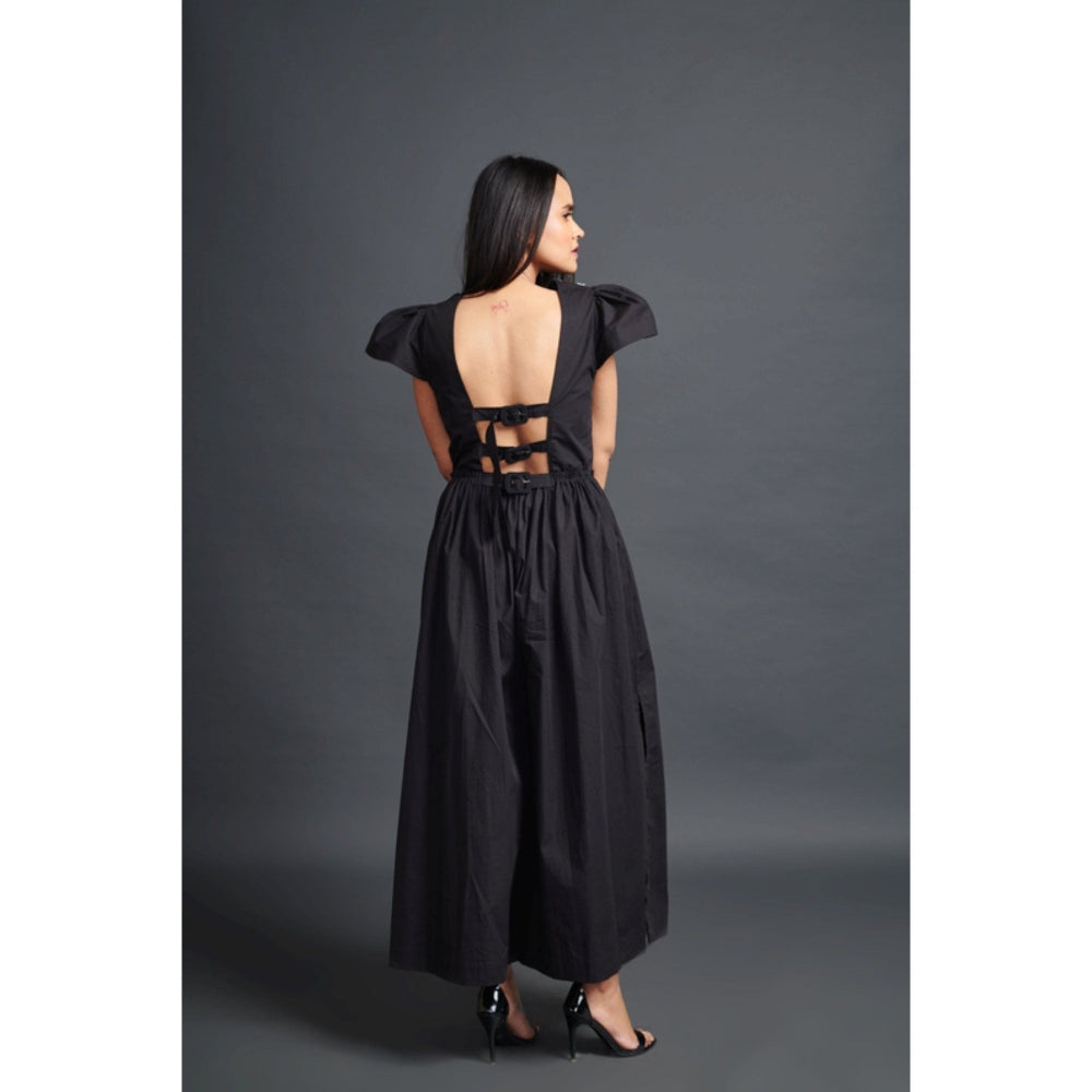 Deepika Arora Backless Embroidered Jumpsuit Black