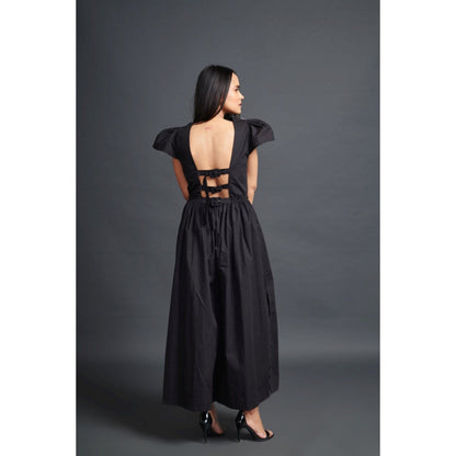 Deepika Arora Backless Embroidered Jumpsuit Black