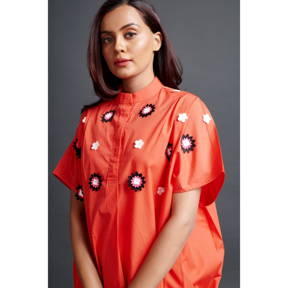 Deepika Arora Oversized Shirt with Pant Co-Ord Set Orange (Set of 2)