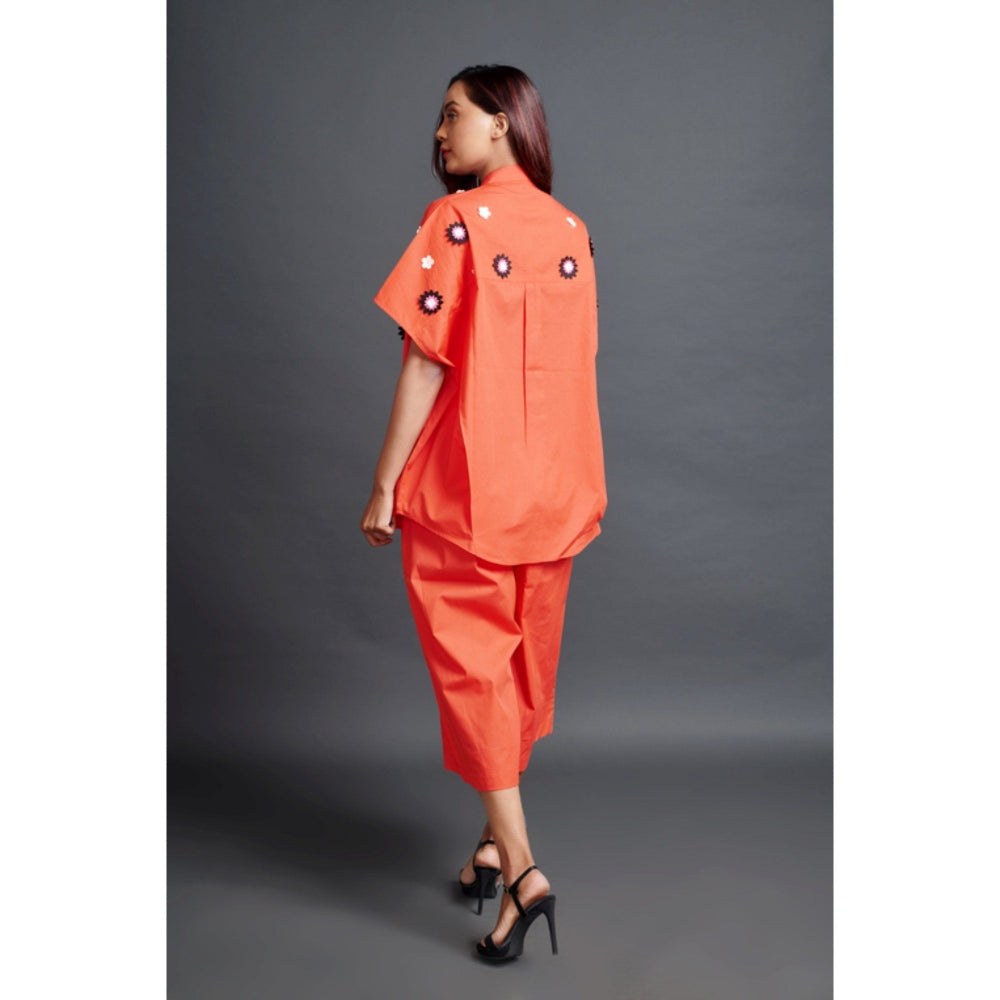 Deepika Arora Oversized Shirt with Pant Co-Ord Set Orange (Set of 2)