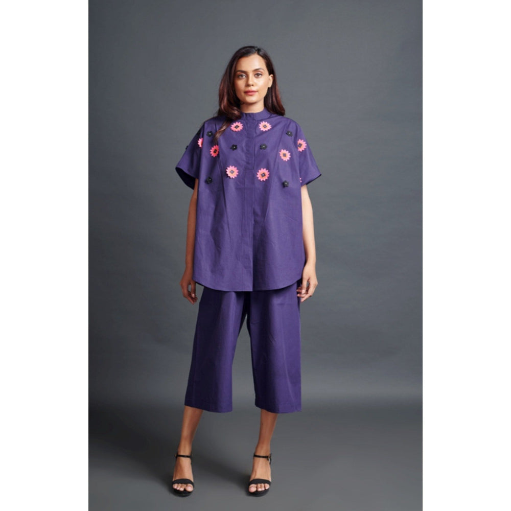 Deepika Arora Oversized Shirt with Pant Co-Ord Set Purple (Set of 2)