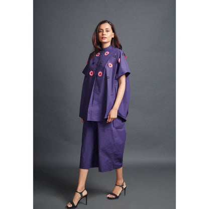 Deepika Arora Oversized Shirt with Pant Co-Ord Set Purple (Set of 2)