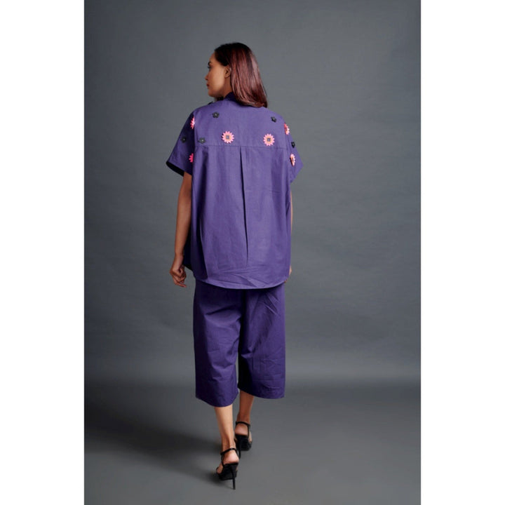 Deepika Arora Oversized Shirt with Pant Co-Ord Set Purple (Set of 2)