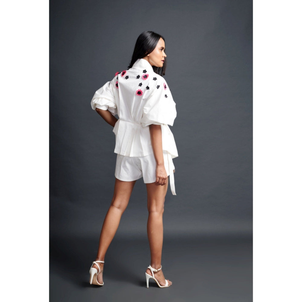 Deepika Arora Embroidered Shirt & Shorts Co-Ord Set White (Set of 2)