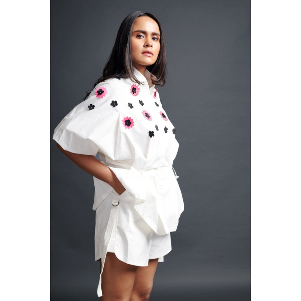 Deepika Arora Embroidered Shirt & Shorts Co-Ord Set White (Set of 2)
