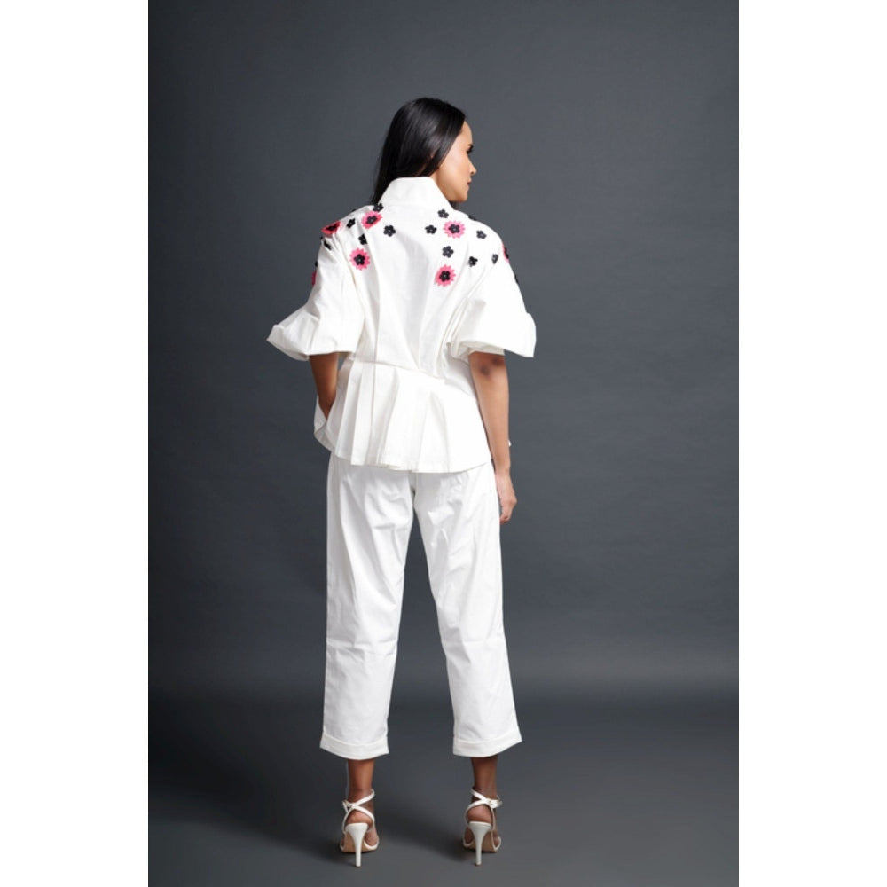 Deepika Arora Embroidered Shirt & Pant Co-Ord Set White (Set of 2)
