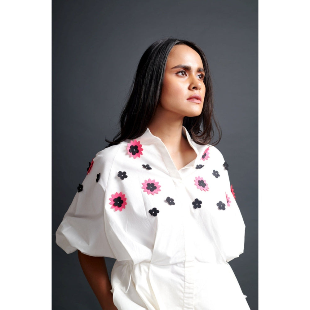 Deepika Arora Embroidered Shirt & Pant Co-Ord Set White (Set of 2)