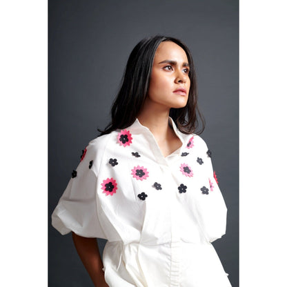 Deepika Arora Embroidered Shirt & Pant Co-Ord Set White (Set of 2)