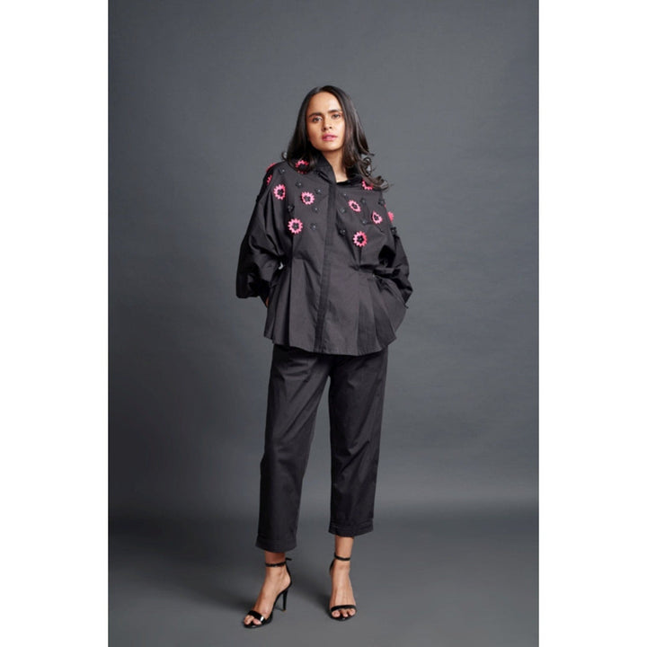 Deepika Arora Embroidered Shirt & Pant Co-Ord Set Black (Set of 2)