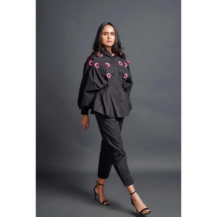 Deepika Arora Embroidered Shirt & Pant Co-Ord Set Black (Set of 2)