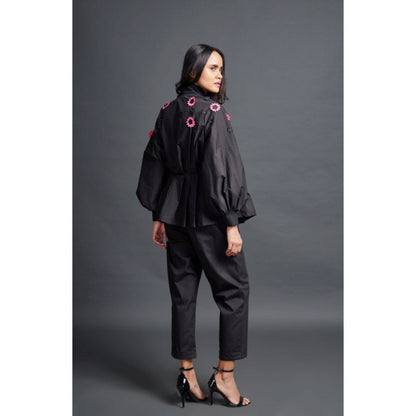 Deepika Arora Embroidered Shirt & Pant Co-Ord Set Black (Set of 2)