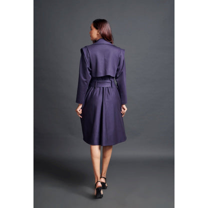Deepika Arora Solid Jacket Dress with Belt Purple (Set of 2)