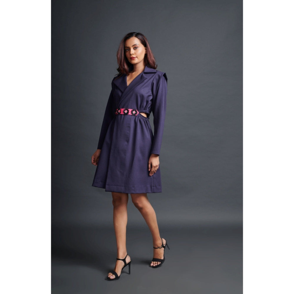 Deepika Arora Solid Mini Jacket Dress with Belt Purple (Set of 2)