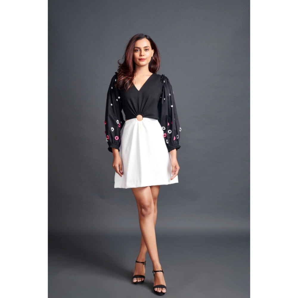 Deepika Arora Embroidered Side Cut Out Dress Black