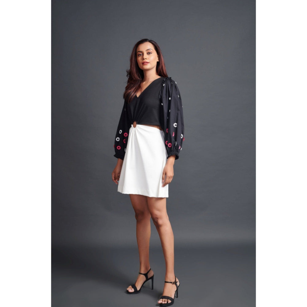 Deepika Arora Embroidered Side Cut Out Dress Black