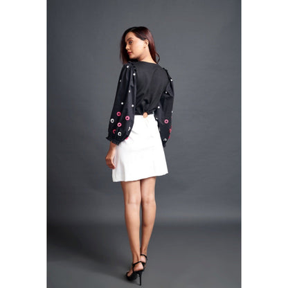 Deepika Arora Embroidered Side Cut Out Dress Black