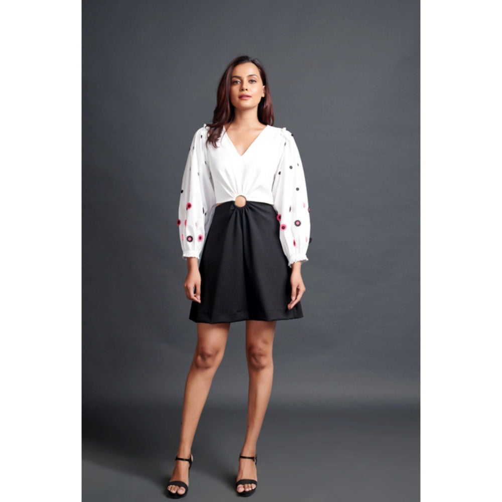 Deepika Arora Embroidered Side Cut Out Dress White