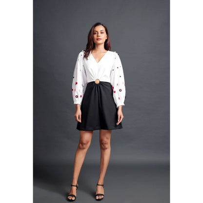 Deepika Arora Embroidered Side Cut Out Dress White