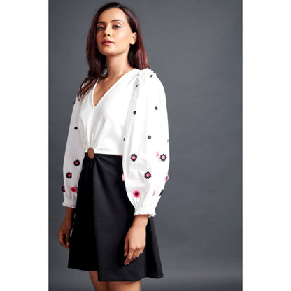 Deepika Arora Embroidered Side Cut Out Dress White