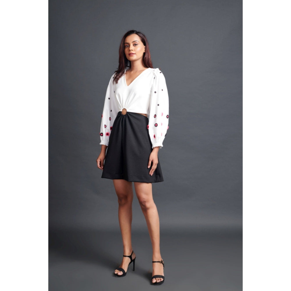 Deepika Arora Embroidered Side Cut Out Dress White