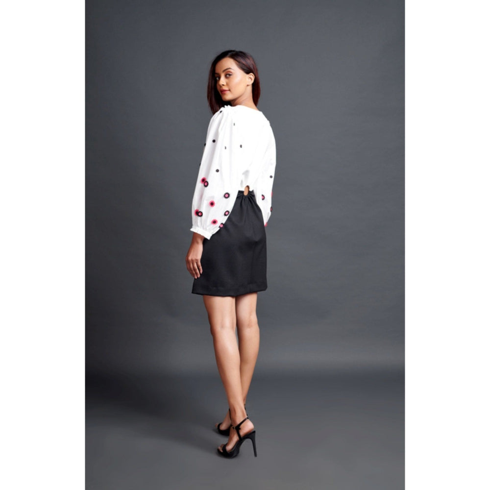 Deepika Arora Embroidered Side Cut Out Dress White