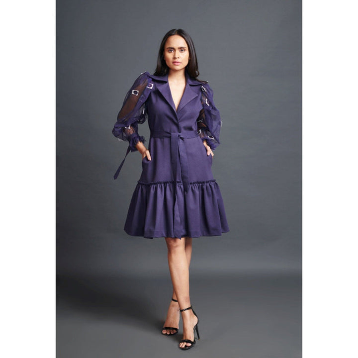 Deepika Arora Embroidered Jacket Dress Purple