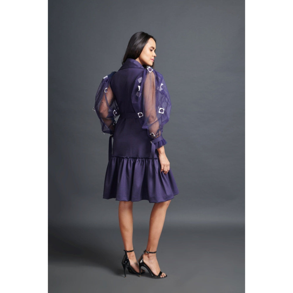 Deepika Arora Embroidered Jacket Dress Purple