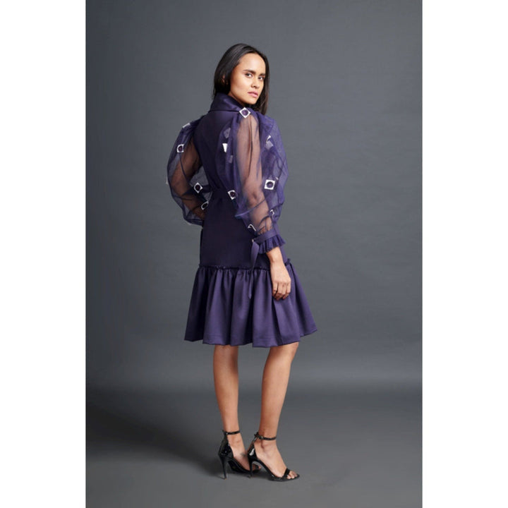 Deepika Arora Embroidered Jacket Dress Purple