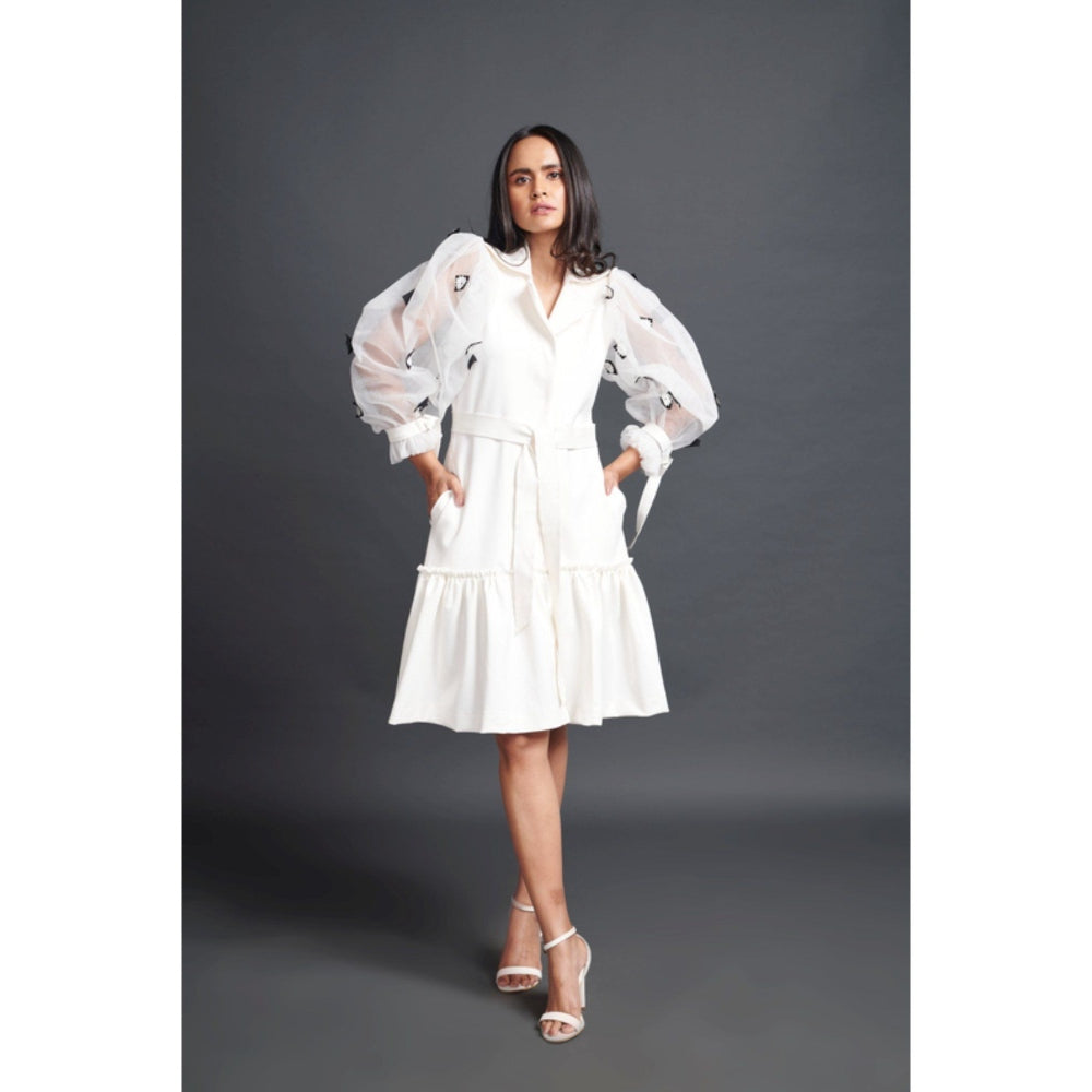 Deepika Arora Embroidered Jacket Dress White