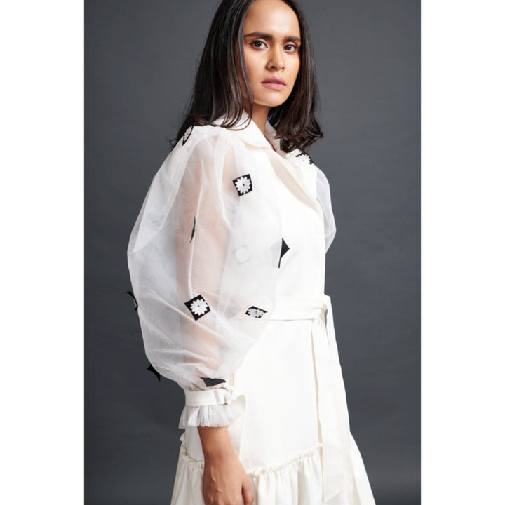 Deepika Arora Embroidered Jacket Dress White