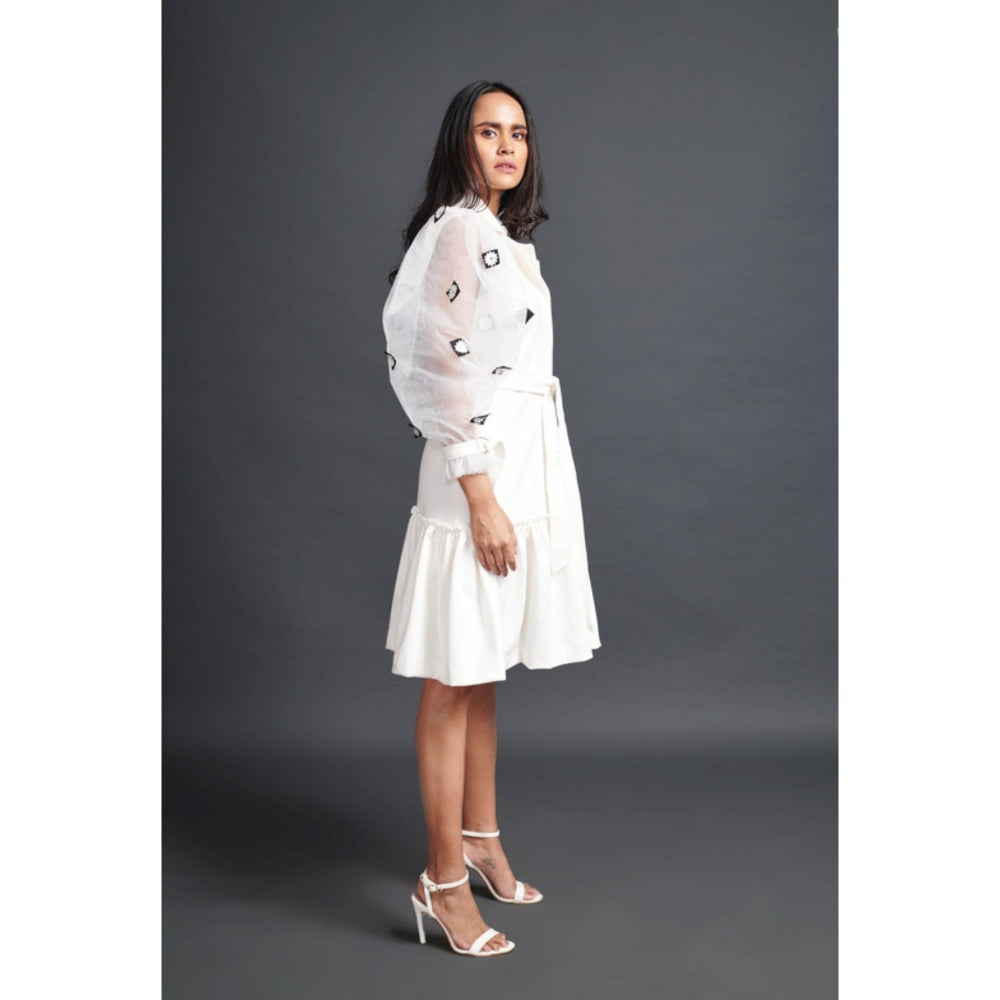 Deepika Arora Embroidered Jacket Dress White